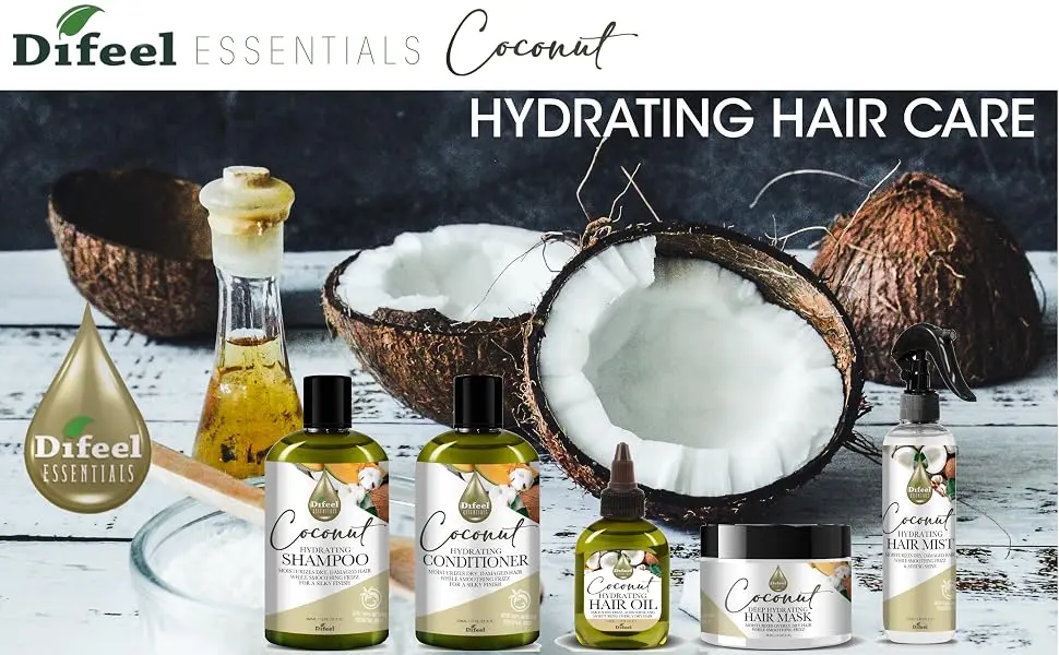 Difeel Essentials Hydrating Coconut Hair Mist 6 oz. - Coconut Oil Hair Mist - Difeel Essentials Coconut