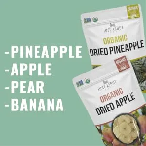 Organic Dehydrated Sliced Apple 340g (12oz) - dried pineapple. dried apple, dried pear, dried banana
