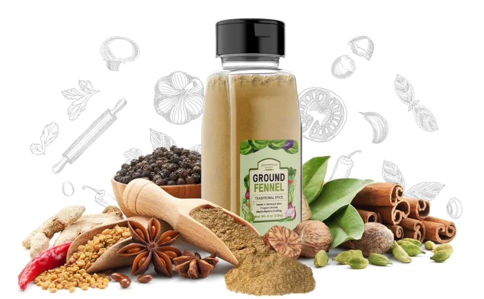 Ground Fennel By Unpretentious Baker, 8 oz Shaker Jar, Cooking, Baking, Licorice Flavor 8 Ounce - product information 1