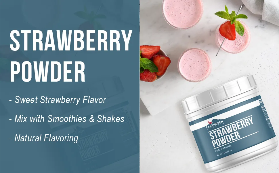 Earthborn Elements Strawberry Powder 2 lb, Pure & Natural, Smoothies & Shakes 2 Pound - product information 1