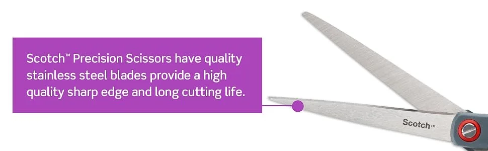 Scotch 8" Precision Scissors, Great for Everyday Use (1448) - Scotch Precision Scissors have stainless steel blades for a quality sharp edge & longer cutting life