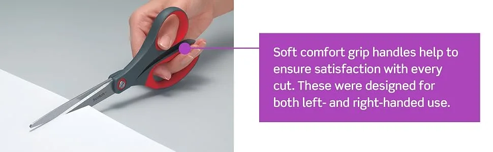 Scotch 8" Precision Scissors, Great for Everyday Use (1448) - Soft comfort grip handles and designed for both left and right handed use.