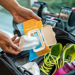 Nathan Body Wipes for Cleansing and Deodorizing After Workout, Camping and Outdoors use Contains Alcohol Refreshing Scent, Travel Size, 15 Count Pack - Shower Wipes