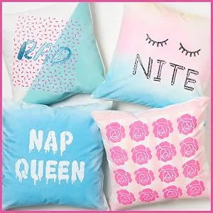 LaurDIY Pins & Patches-Vintage Rebel, Pink - painted pillows