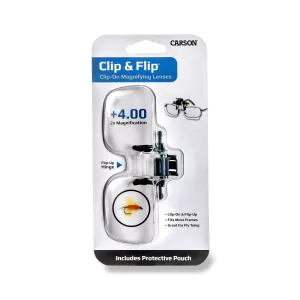 Carson Clip and Flip 2x Power Magnifying Lens +4.00 Diopters (OD-14) +4.00 Diopters (2x Power) Clip & Flip - OD-14 Package