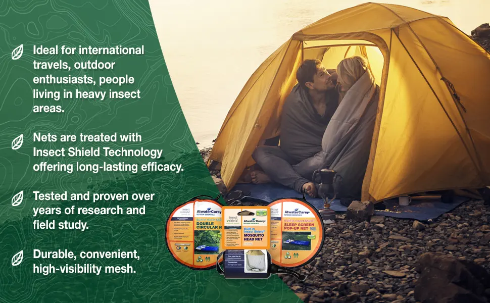 Mosquito Head Net with Insect Shield Permethrin Repellent, green high visibility mesh netting by Atwater Carey, Multicoloured, One size - Bottom