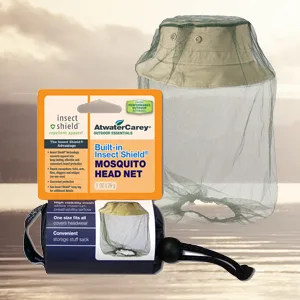 Mosquito Head Net with Insect Shield Permethrin Repellent, green high visibility mesh netting by Atwater Carey, Multicoloured, One size - Mosquito Head Net with Insect Shield Permethrin Repellent, mesh netting by Atwater Carey