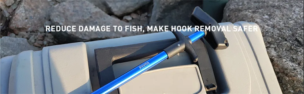 Booms Fishing R2 Hook Remover Squeeze-Out Fish Hook Tools 3 Colors Available 10inches Blue - R02 Hook Remover