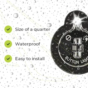 BUTTON LAMP Adhesive LEDs Light Package - Lightweight, Ultra Small, Ultra Bright LED Utility Lights - 6 Pack (BL-6885) - Button Lamp Features