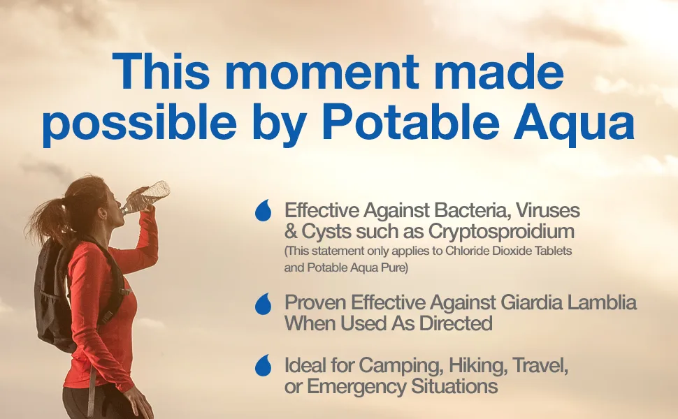 Potable Aqua Water Purification Tablets with PA Plus, Portable and Effective Water Purification Solution for Camping, Hiking, Emergencies, Natural Disasters and International Travel, Two 50ct Bottles - Potable Aqua, water purification, purification tablets, camping & emergency preparedness