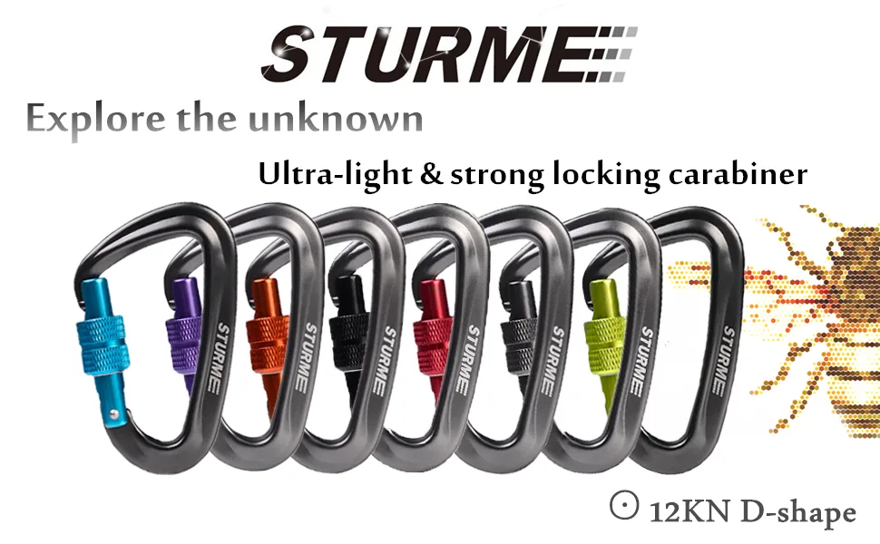 STURME Carabiner Clip 12KN Aluminium Wiregate Lightweight Heavy Duty Large Strong Durable D-Ring Hooks Spring Snap Link Keychain Clips Set for Hammock Improved Design 2022 Blue - carabiner
