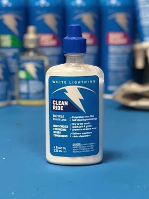 White Lightning Clean Ride - Chain Lube - Squeeze Bottle - lube;bike;chain;white;lightning;wax;cable;bicycle;oil;dry;lubricant;grease;gear;wax;clean;streak