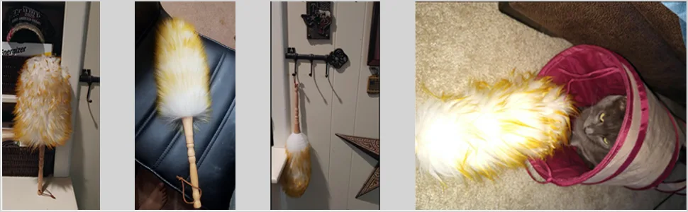 J&A Jason Aerobic J&A Lambswool Dusters with Solid Wooden Handle, Flexible Head, Anti-Static, Comfortable Grips 18.9 inchs Long Feather Duster for Office, Home and Car etc. - customer show