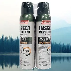 Coleman Insect Repellent Spray - 100% MAX DEET Insect Repellent Pump Spray, Protection Against Ticks, Mosquitoes, chiggers, gnats, Fleas and Flies, Ideal for Camping, Hiking, Outdoor Activities, 4oz - Coleman Dry Formula 25% DEET Insect Repellent Spray , 4 oz - Twin Pack