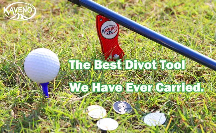 kaveno Golf Divot Repair Tool, Foldable Pop-up Button Stainless Steel Switchblade & Detachable Golf Ball Marker Red Fish 2 SETS - divot