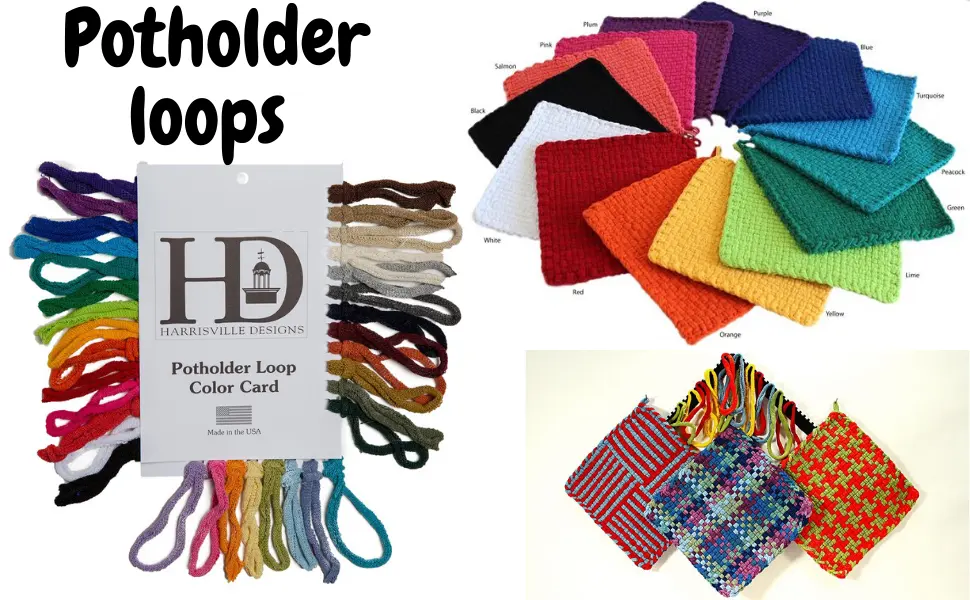 Harrisville Designs Friendly Loom Potholder Cotton Loops 10 Inch Pro Size Loops Make 2 Potholders, Weaving Crafts for Kids and Adults-Lime - potholder loops