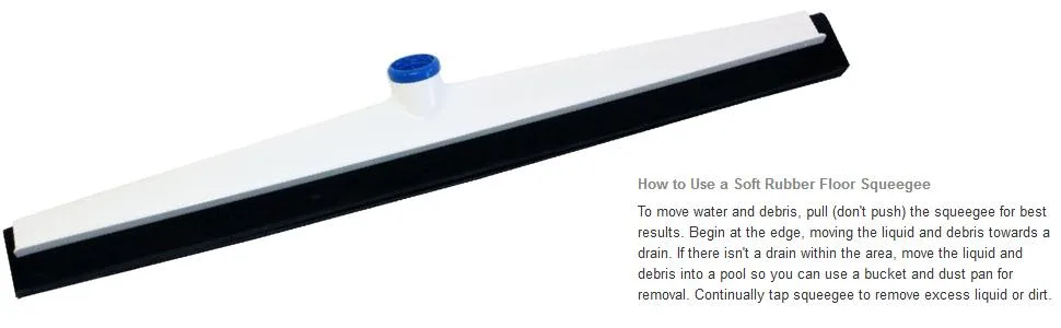 Unger Professional AquaFlex Uneven Surface Floor Squeegee with Splash Guard, 22" - How to use a soft rubber floor squeegee - To move water and debris, pull (don