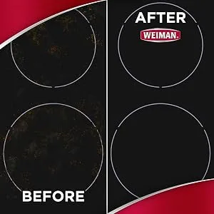Weiman Stainless Steel Cleaner & Disinfecting Stovetop Daily Cleaner - 12 Ounce - Kitchen Appliance Kit - before and after