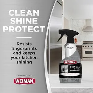 Weiman Stainless Steel Cleaner & Disinfecting Stovetop Daily Cleaner - 12 Ounce - Kitchen Appliance Kit - clean shine protect