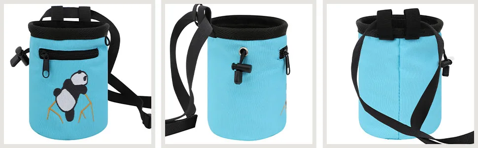 AMC Rock Climbing Panda Design Chalk Bag with Adjustable Belt 6184_Gray - chalk bag crossfit