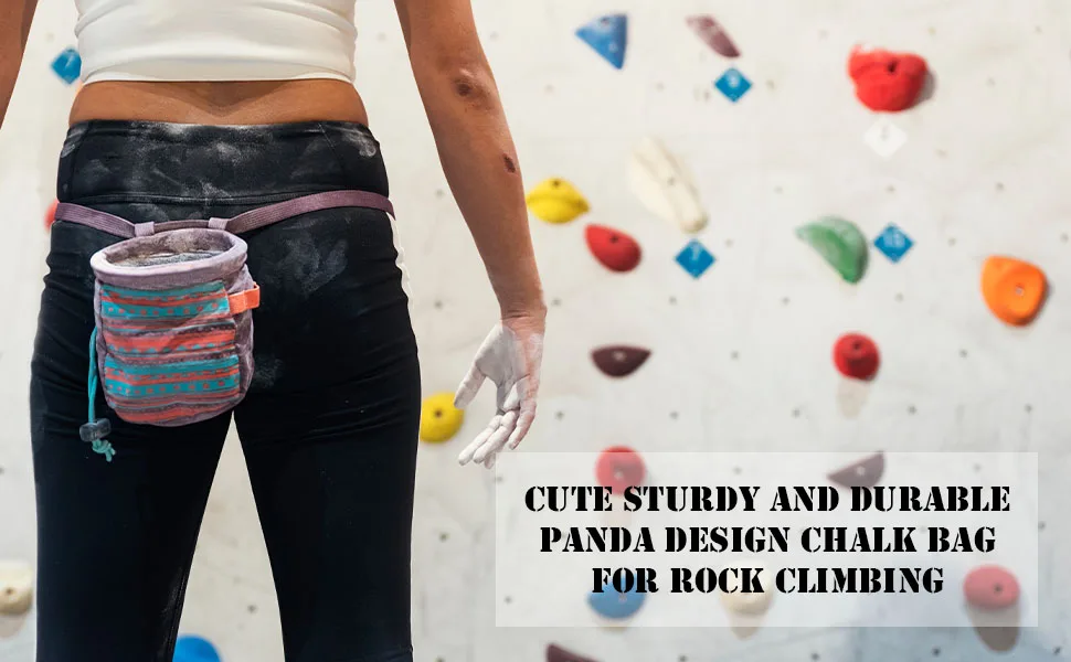 AMC Rock Climbing Panda Design Chalk Bag with Adjustable Belt 6184_Gray - chalk bag for rock climbing