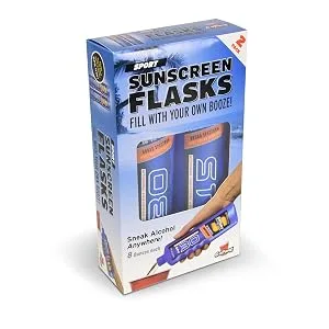 GoPong Sport Bottle Sunscreen Flask 2 Pack, Includes Funnel and Liquor Bottle Pour Spout Multicolor - sport sunscreen hidden flasks