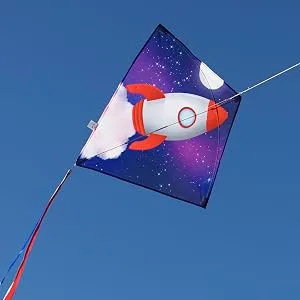 in The Breeze 30 Inch Graphic Diamond Kite Shark - Rocket Ship Diamond Kite