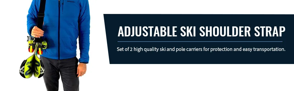 StoreYourBoard Ski and Boot Carrier Straps, Adjustable Shoulder Sling System, Heavy-Duty (Ski Carrier, 2 Pack) - adjustable ski strap should carrier sling travel nylon velcro universal holder transport best strong
