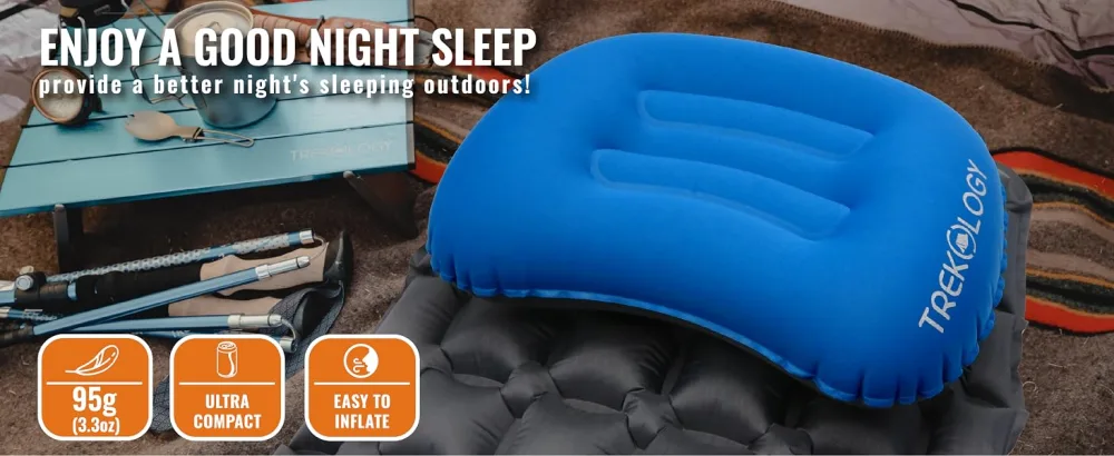 TREKOLOGY Aluft 1.0 Comfy Inflatable Camping & Backpacking Pillow - Perfect for Sleeping, Air Travel, Beach Green. - Aluft1.0D-3