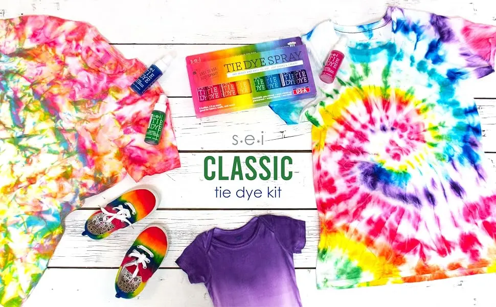 S.E.I. Classic Tie-Dye Kit, Fabric Spray Dye, 8 Colors Mixed Colors - Classic 8