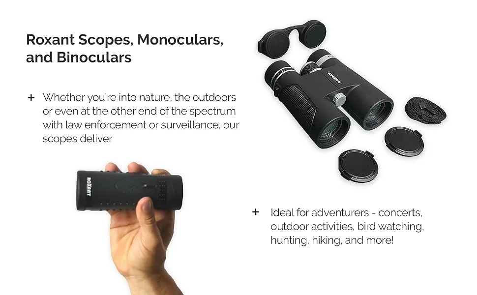 Roxant Monocular Telescope - High Definition Ultra Light Pocket Telescope - Includes Compact Monocular, Neck Strap & Cleaning Cloth, Monoculars for Adults, High Powered Handheld Telescope - Roxant Scopes, Monoculars, and Bionoculars
