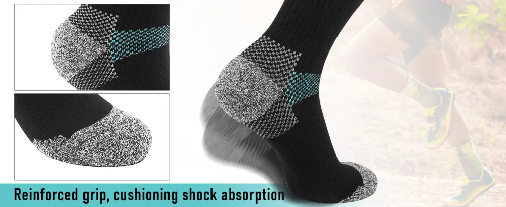 Iseasoo Compression Socks for Women & Men Circulation - Plantar Fasciitis Crew Socks Support for Athletic Running A01- Crew Black-4 Pack Large-X-Large - crew compression socks