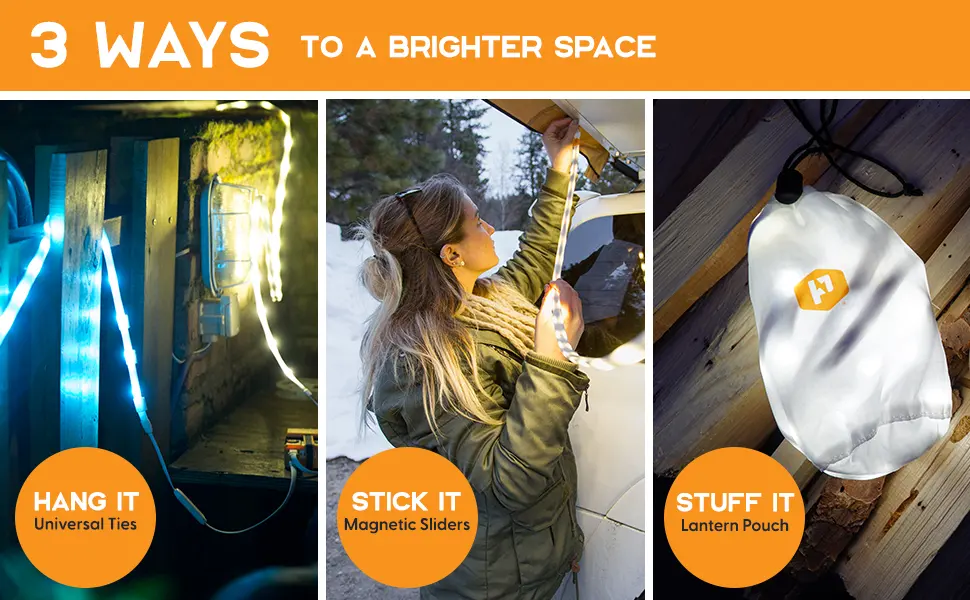 Luminoodle XL - The Original USB Powered Outdoor LED String Lights + Camping Lantern - 10 ft Submersible Lights for Hiking, Safety, Emergencies - Various hanging methods for Luminoodle camping light