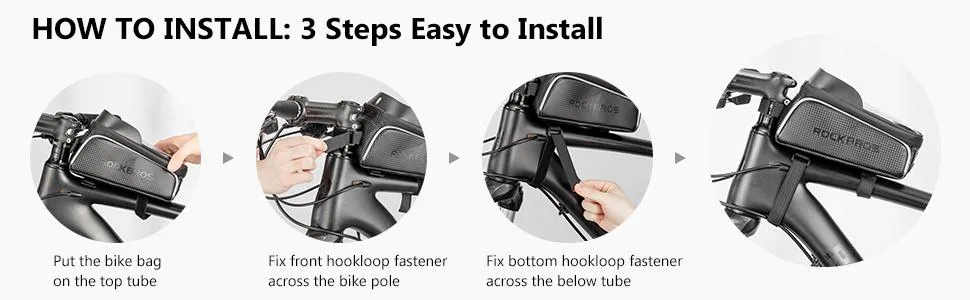 ROCKBROS Bike Phone Front Frame Bag Bicycle Bag Waterproof Bike Phone Mount Top Tube Bag Bike Phone Case Holder Accessories Cycling Pouch Compatible Phone Under 6.5 - product information 3