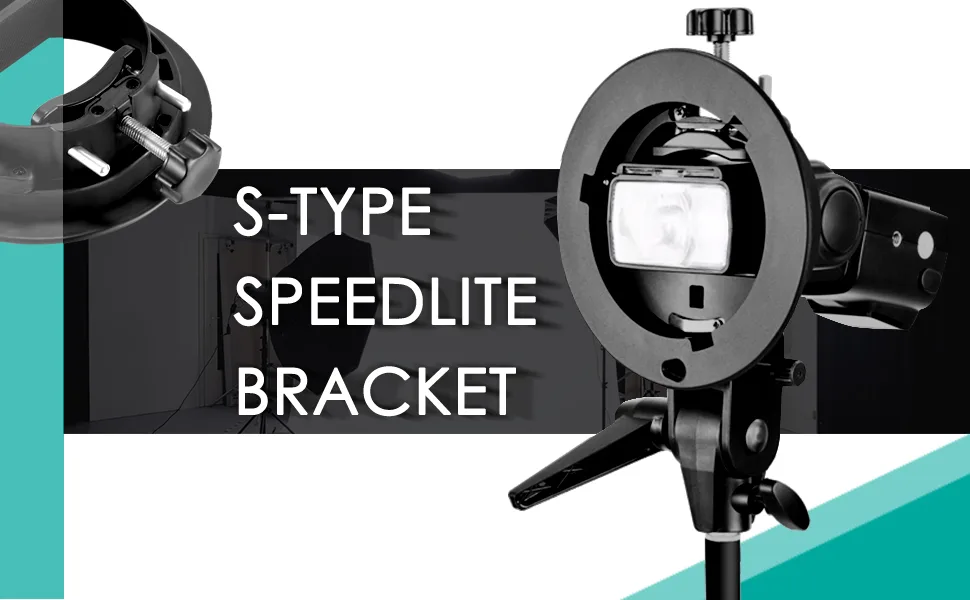 Neewer S-Type Bracket Holder with Bowens Mount for Speedlite Flash Snoot Softbox Beauty dish Reflector Umbrella - product information 2