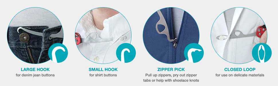 ViVi Dressing Aid PocketDresser for Assistance with Button Hooks, Zipper Pulls and Shoelaces - tools