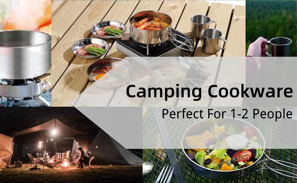 BeGrit Backpacking Camping Cookware Mini Picnic Camping Cooking Mess Kit with Pot and Pan Set for Hiking 8pcs - product information 15