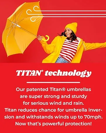 Totes Blue Line Golf Size Auto Open/Close Umbrella, Water Repellent Canopy, Black - Titan technology