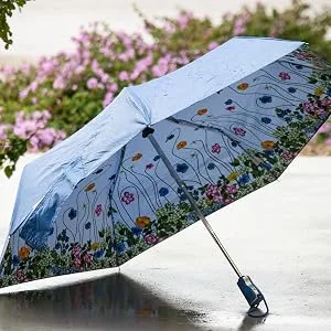 Totes Blue Line Golf Size Auto Open/Close Umbrella, Water Repellent Canopy, Black - totes folding umbrella