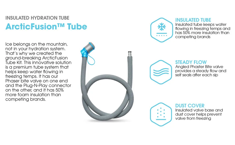 HydraPak ArcticFusion Insulated Tube - Replacement Hydration Reservoir Cold Insulated Drink Tube - 36 Grey - Arctic Fusion