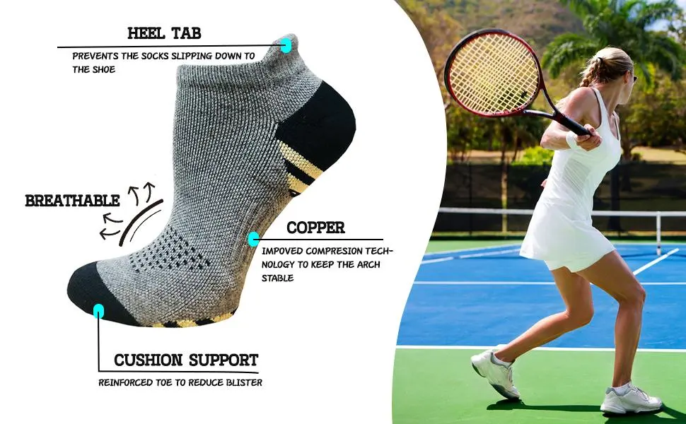 Copper Compression Socks Women and Men 6 Pairs - Circulation Arch Support Plantar Fasciitis Running Ankle Socks Large-X-Large A4 - 6 Black - product information 6