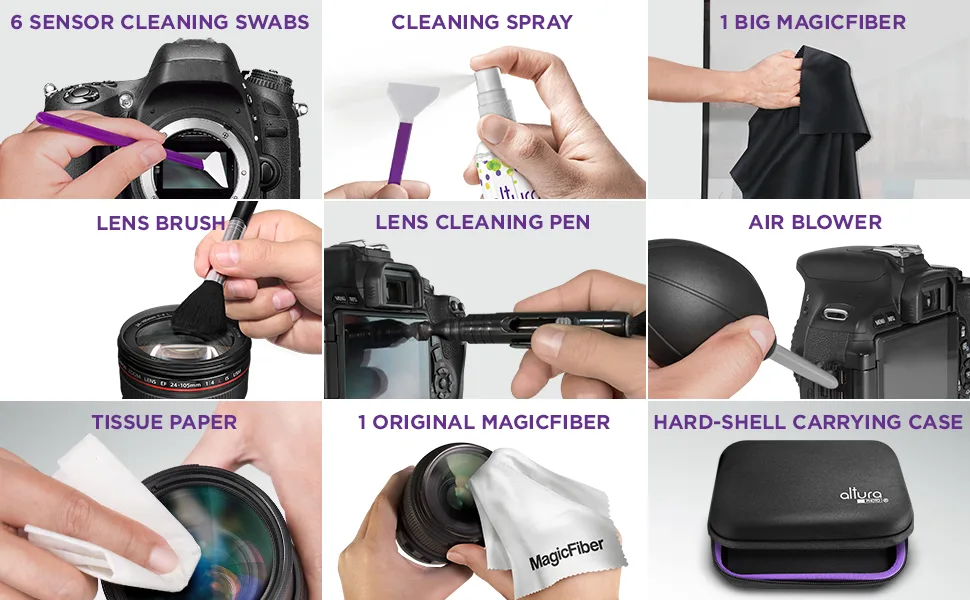 Altura Photo Professional Full Frame Sensor Cleaning Kit - Camera Cleaning Kit for FF DSLR & Mirrorless Cameras - w/Sensor Cleaning Swabs & Case, Works as Camera Lens Cleaning Kit, Sensor Cleaner - Full Frame Swabs