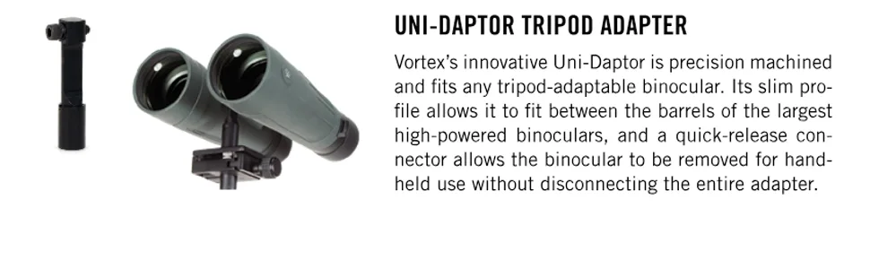 Vortex Optics Uni-Daptor Binocular Tripod Adapter - binos birding glassing hunting shooting