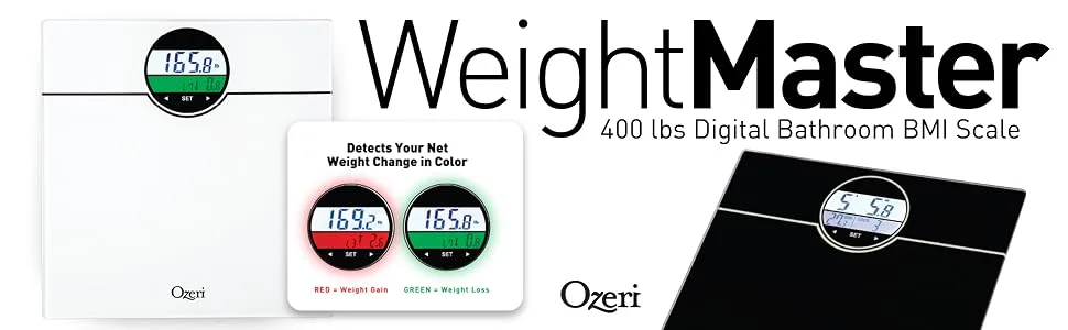 Ozeri WeightMaster 400 lbs Digital Bath Scale with BMI and Weight Change Detection Black - basic scale, bath scale, bathroom scale, biggest loser scale, bluetooth scale, bmi scale, body fat