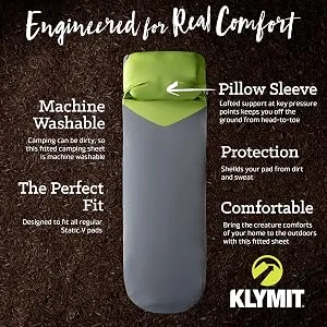Klymit V Sheet for your Static V Sleeping Pad (New) Regular (23 X72 In) - klymit v sheet pad cover