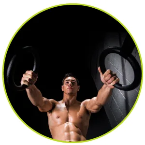 ProsourceFit Fitness Gymnastics Rings with Adjustable Straps for Total Body Conditioning at Home Black - Lexan - Abs Workout training