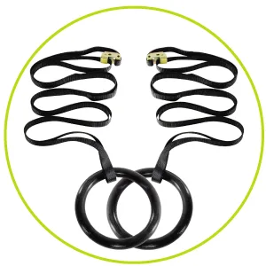 ProsourceFit Fitness Gymnastics Rings with Adjustable Straps for Total Body Conditioning at Home Black - Lexan - Strength Abs Workout training for sale equipment