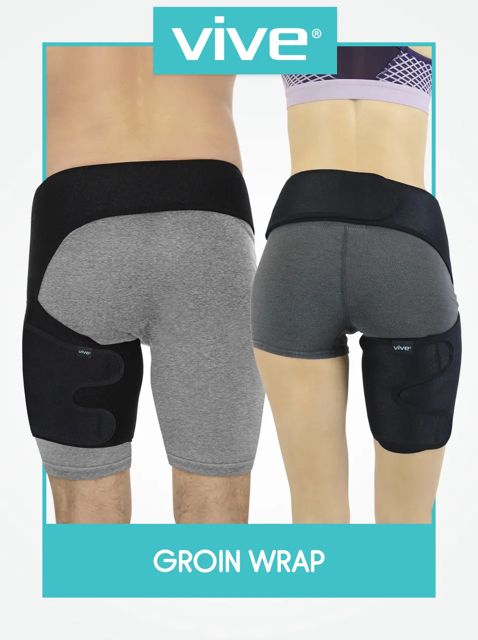 Vive Groin and Hip Brace - Sciatica Wrap for Men and Women - Compression Support for Nerve Pain Relief - Thigh, Hamstring Recovery for Joints, Flexor Strains, Pulled Muscles Black 48" to 58" - Groin Brace - Sciatica Hip Wrap for Compression Support - Nerve Pain Relief for Men and Women - Thig