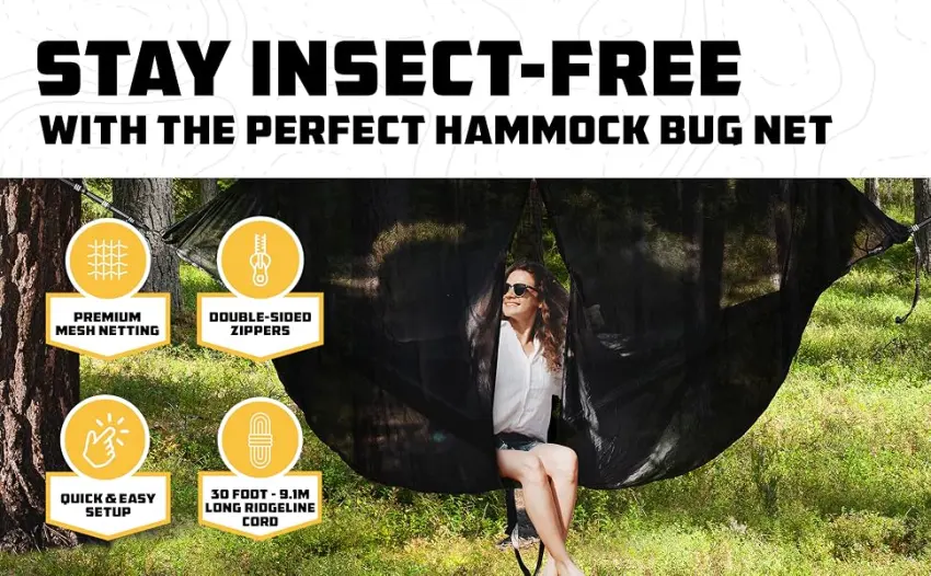 Wise Owl Outfitters Hammock Bug Net - The SnugNet Mosquito Net for Hammocks - Premium Quality, Waterproof, Mesh Hammock Netting w/Double-Sided Zipper - Essential Camping Gear Black - Stay Insect Free