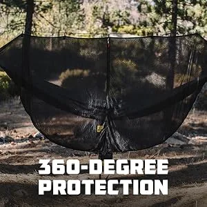 Wise Owl Outfitters Hammock Bug Net - The SnugNet Mosquito Net for Hammocks - Premium Quality, Waterproof, Mesh Hammock Netting w/Double-Sided Zipper - Essential Camping Gear Black - Wise Owl Outfitters